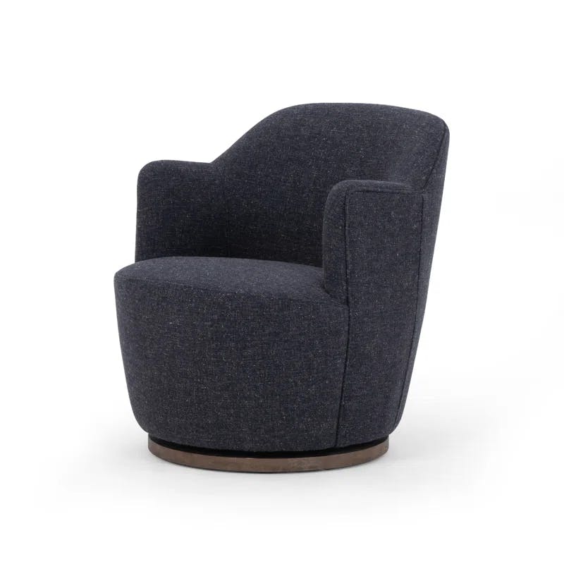 Thames Slate Swivel Armchair with Distressed Wood Base