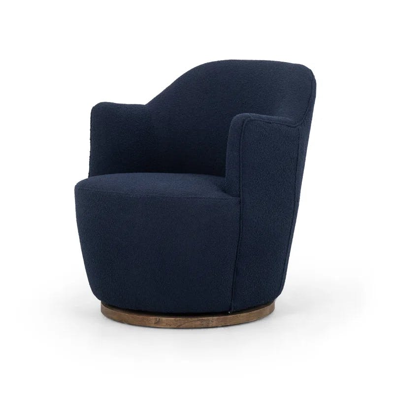 Copenhagen Indigo Leather Swivel Chair with Sustainably Sourced Base