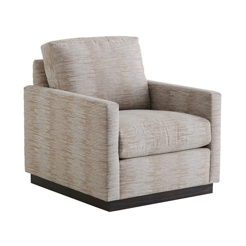 Arrowleaf Beige Wood Upholstered Armchair by Barclay Butera
