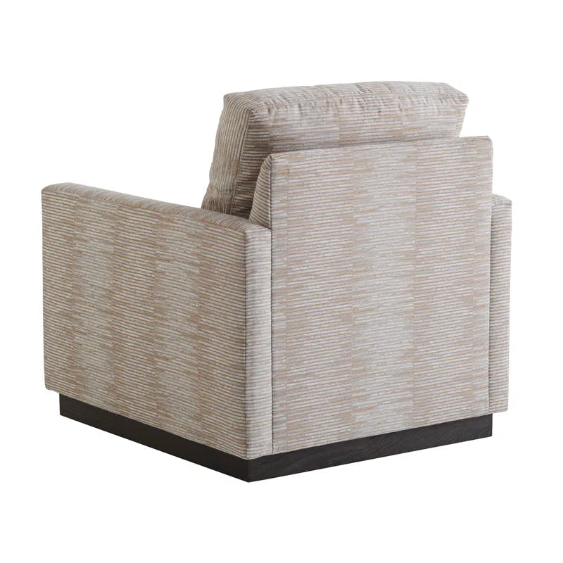 Arrowleaf Beige Wood Upholstered Armchair by Barclay Butera