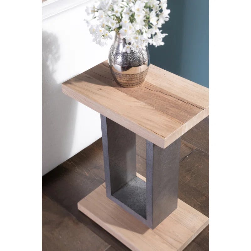 Verite Contemporary Gray-Brown Wood and Metal Spot Table
