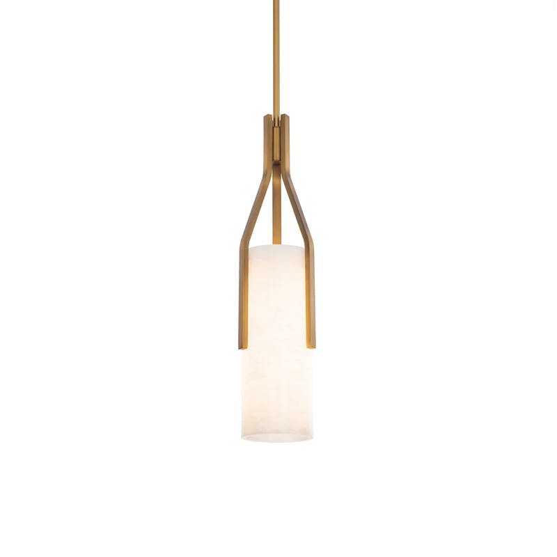 Firenze Aged Brass LED Pendant with Spanish Alabaster Shade