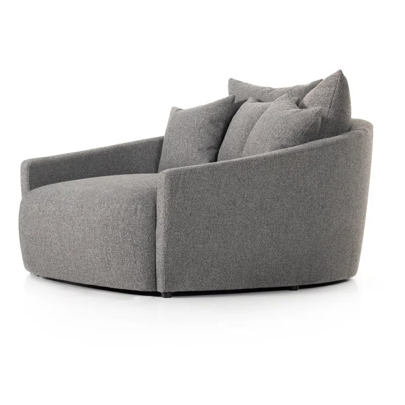 Charcoal Fallon Handcrafted Wood Media Lounger with Cushioned Comfort