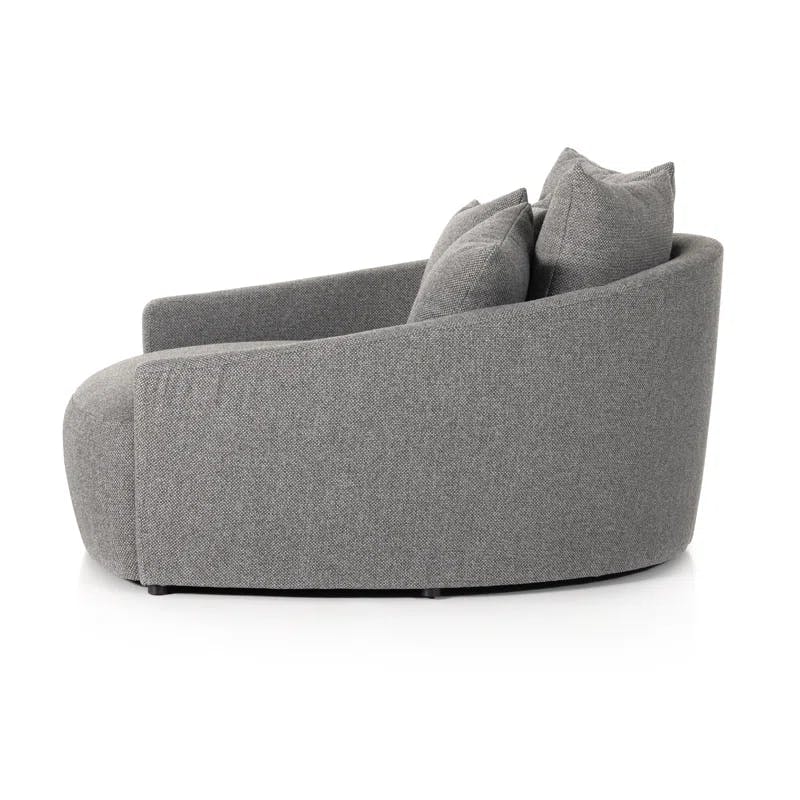 Charcoal Fallon Handcrafted Wood Media Lounger with Cushioned Comfort