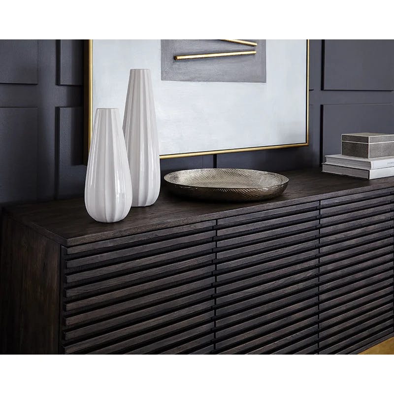 Contemporary 78.75'' Brown Sideboard with Antique Brass Base