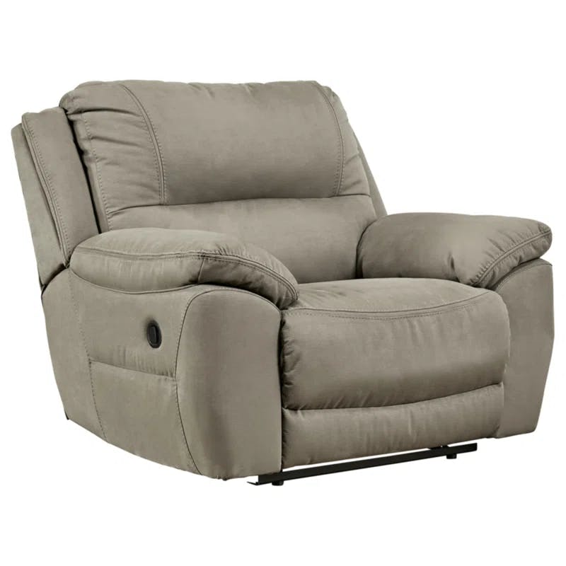 Contemporary Oversized Recliner in Soft-As-Suede Gray Faux Leather