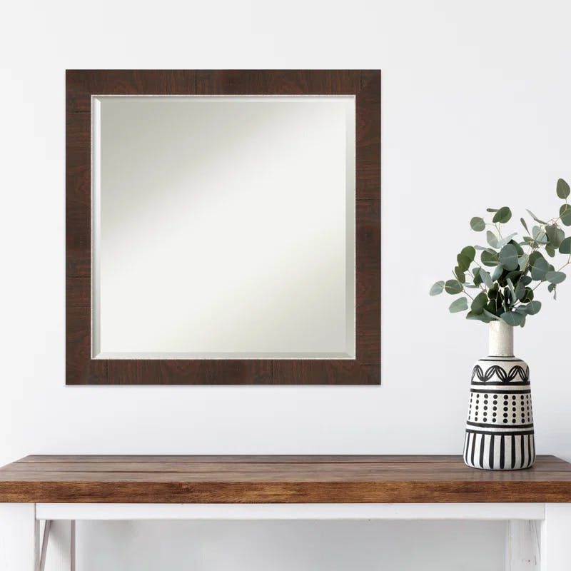 Wildwood Brown and Silver Narrow Framed Rectangular Bathroom Mirror