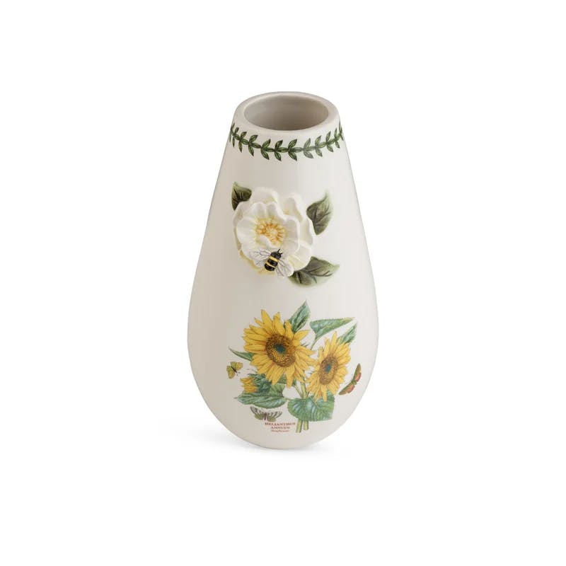 Classic Ceramic Sunflower Bud Vase with Botanical Theme