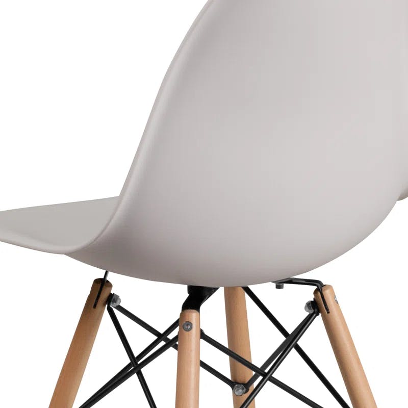 Elon Series 2-Pack White Plastic Side Chair with Wooden Legs