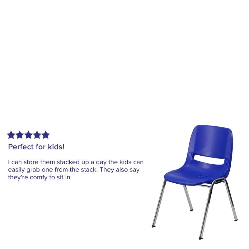 Navy Chrome Ergonomic Mid-Back Stacking Chair for Education