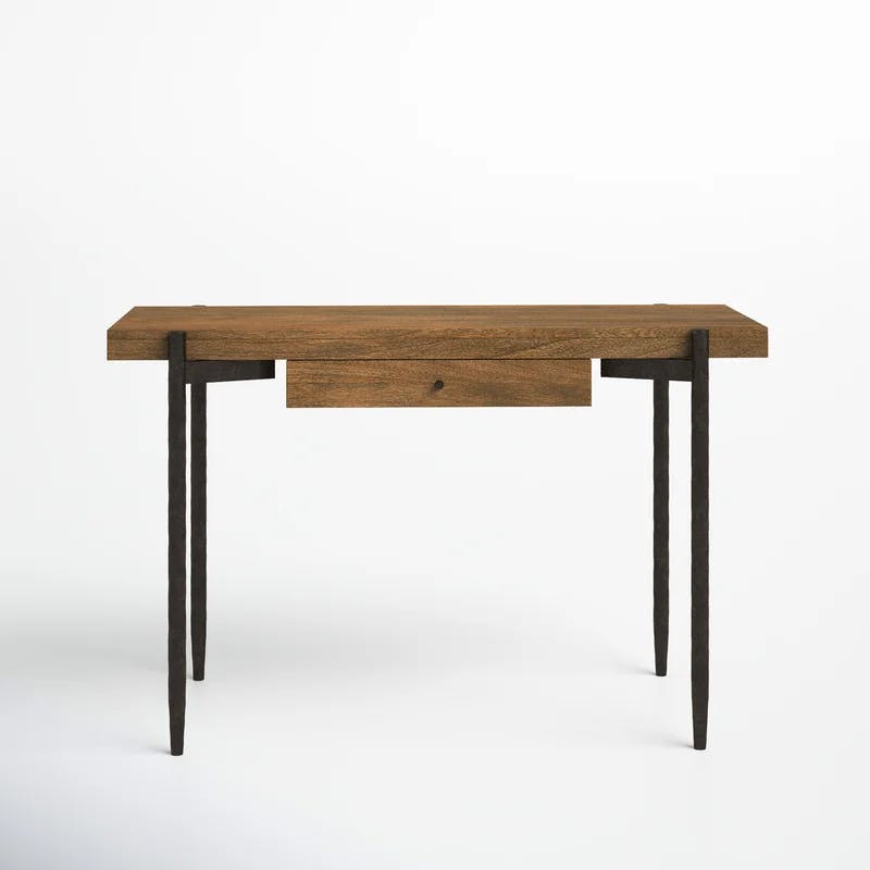 Transitional Industrial Black Writing Desk with Drawer