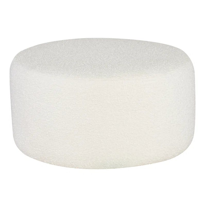 Robbie 24.5'' White Buttermilk Boucle Upholstered Ottoman