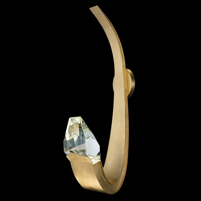 Strata Gold Leaf 1-Light LED Sconce with Hand-Carved Crystal