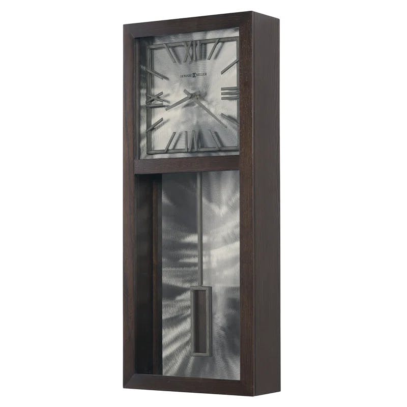 Reid Transitional Satin Espresso Solid Wood Wall Clock with Metal Pendulum