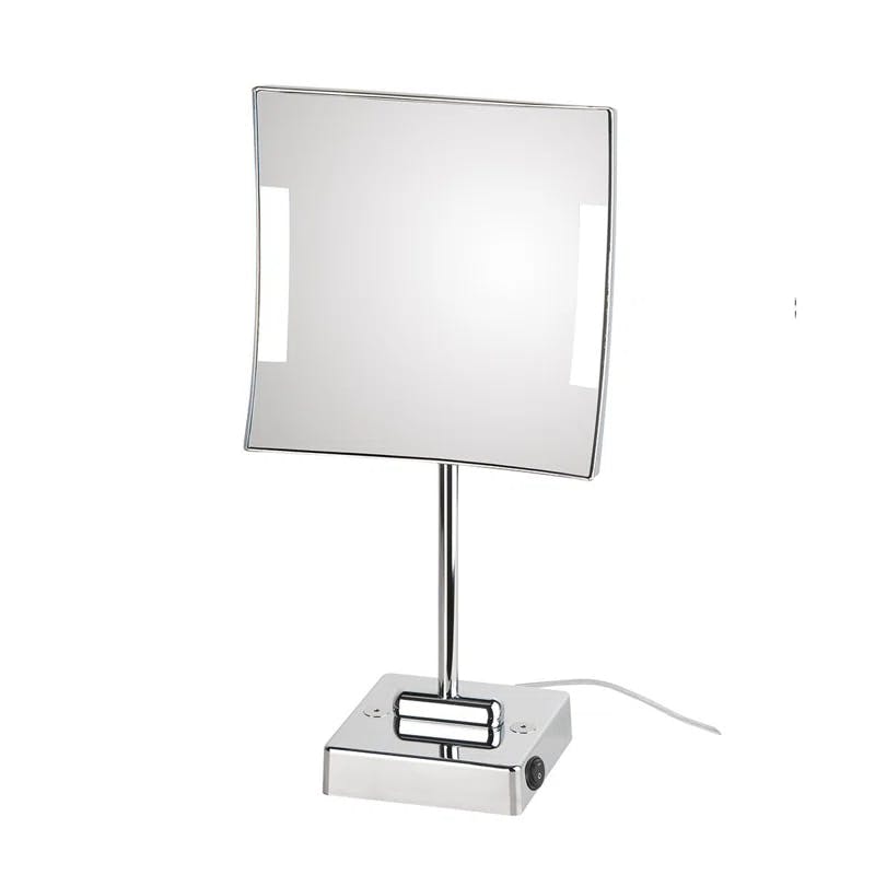 Quadrolo LED 5500K Square Freestanding Magnifying Mirror in Polished Chrome