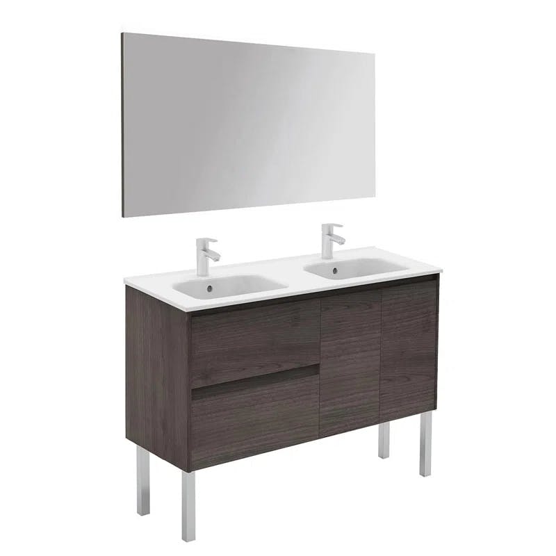 Ambra 48'' Samara Ash Wall-Mounted Double Bathroom Vanity Set