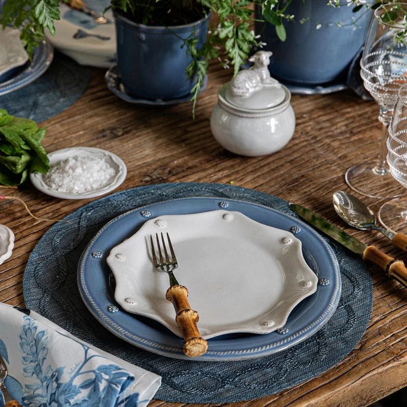 Chambray Blue Berry & Thread 4-Piece Ceramic Dining Set