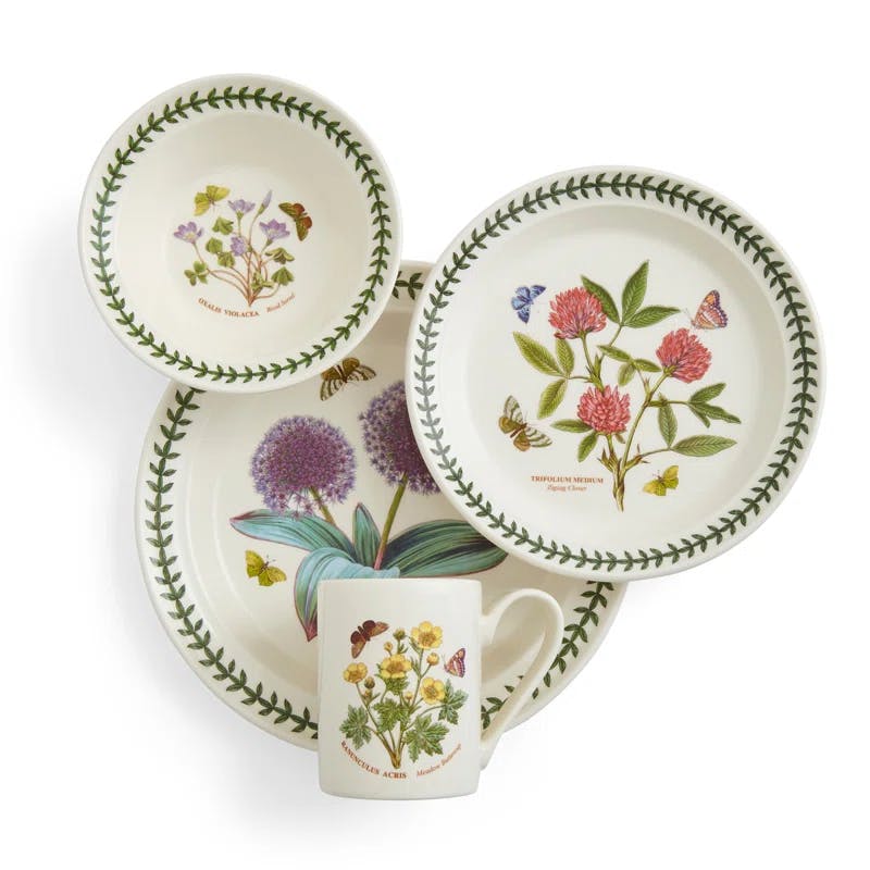 Botanic Garden Porcelain 4-Piece Floral Dinnerware Set