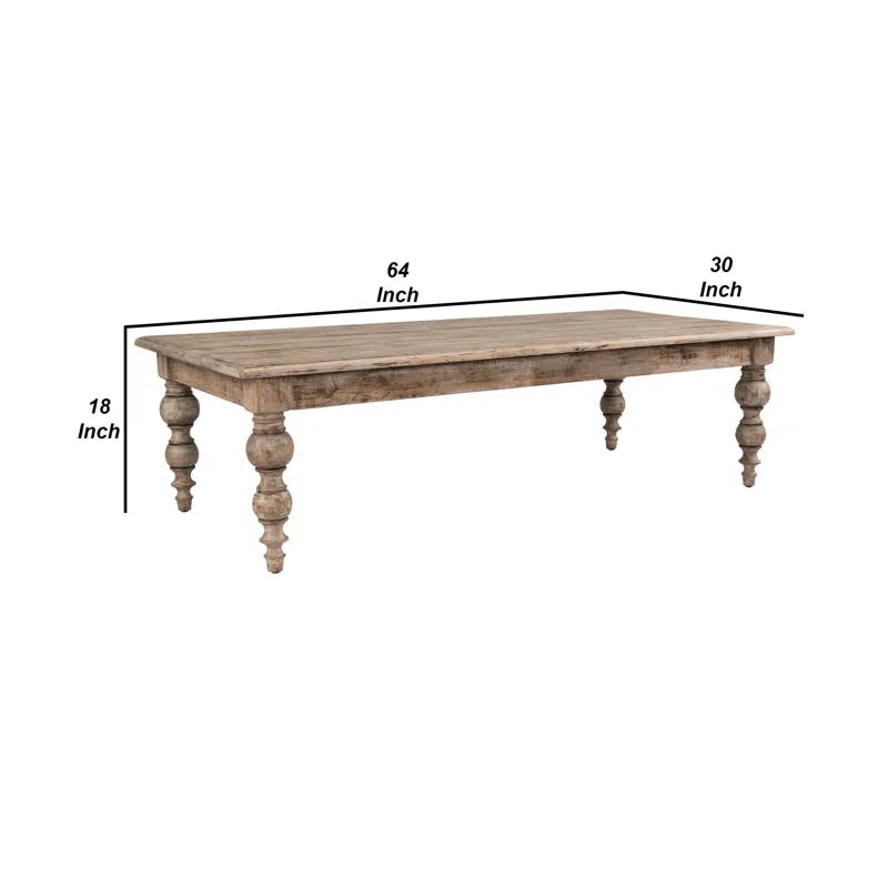 Bander 64'' Brown Rectangular Reclaimed Wood Coffee Table