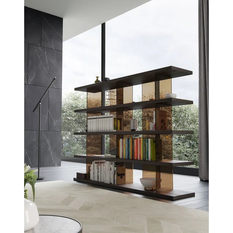 Otford Smoked Oak Multi-Tiered Minimalist Bookcase