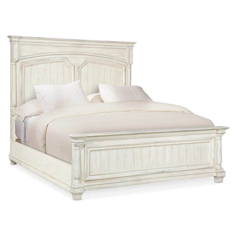 Grand Traditions Creamy White King Panel Bed with Planked Headboard