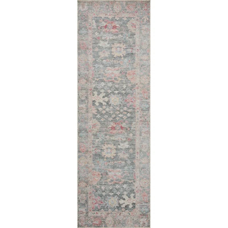Elysium Graphite Oriental Runner Rug, 2'6" x 9'6", Polyester