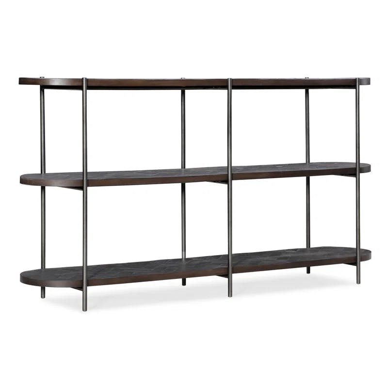 Industrial Chic 56'' Black/Brown Wood & Metal Console Table with Storage