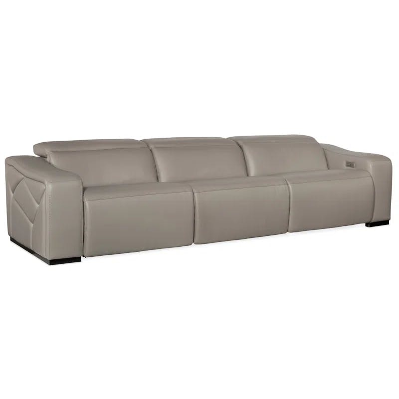 Opal 3-Piece Gray Genuine Leather Sectional with Power Recline & USB