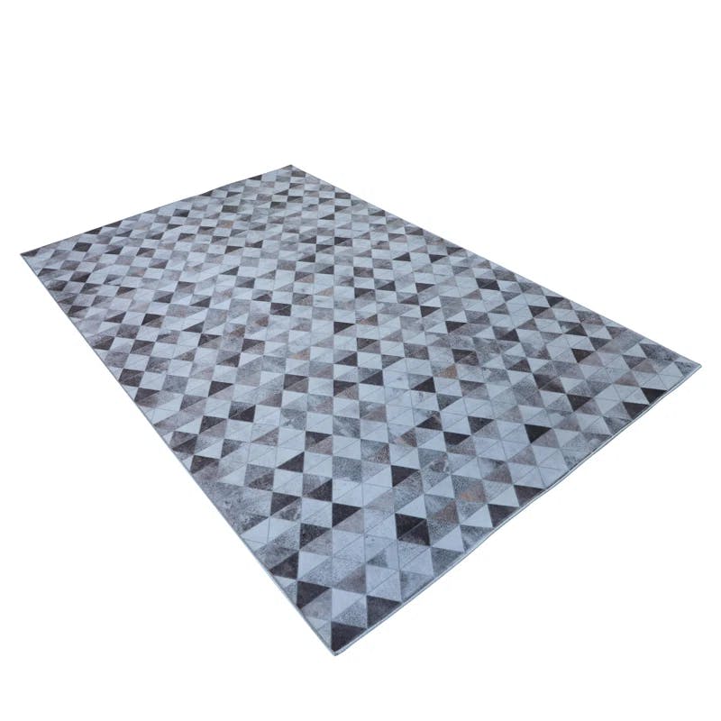 Diamond Mosaic Gray Faux Cowhide 4' x 6' Area Rug