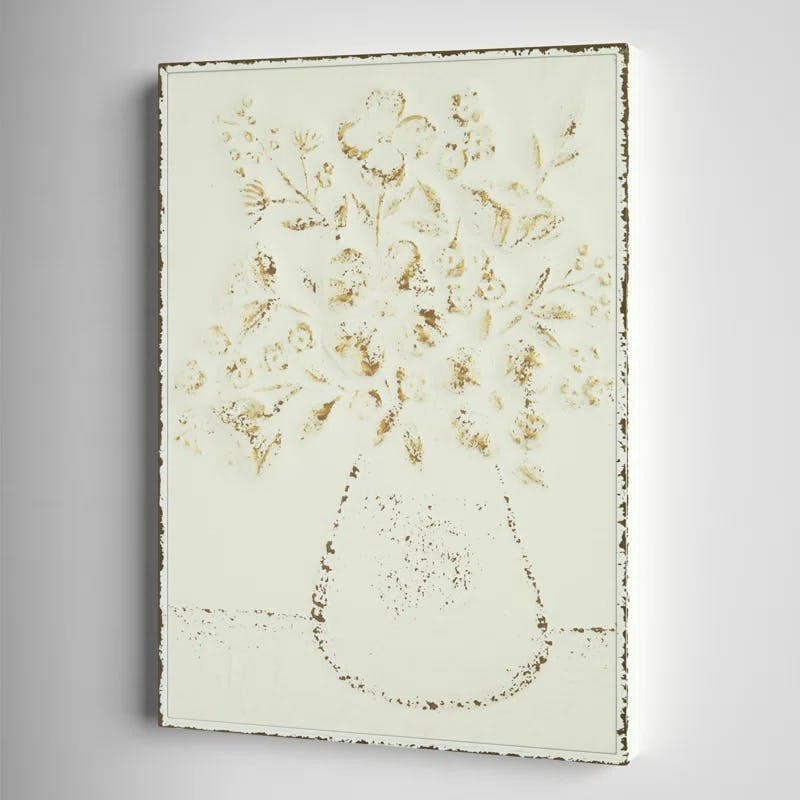 Rustic Charm Embossed Metal Floral Vase Wall Art, 24"x19"