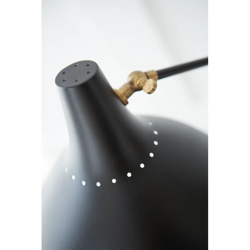 Edison 42" Adjustable Outdoor Floor Lamp in Black and Brass