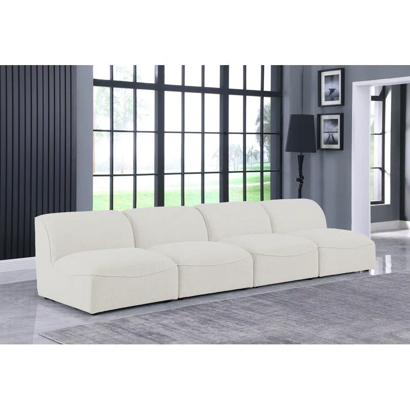 Miramar Cream Linen Textured 132'' Modular Sofa
