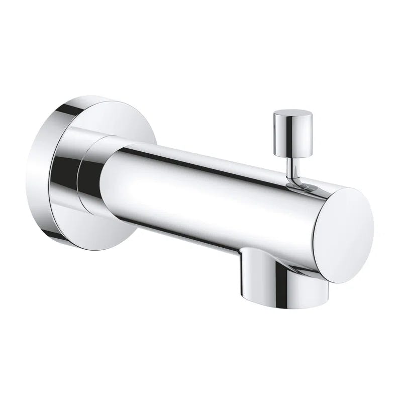 Modern Wall Mounted Tub Spout with Diverter in Brushed Nickel