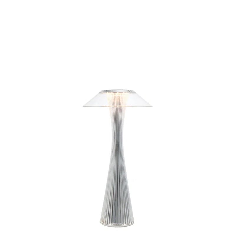 Italian Metallic Silver Space Needle Inspired LED Outdoor Lamp