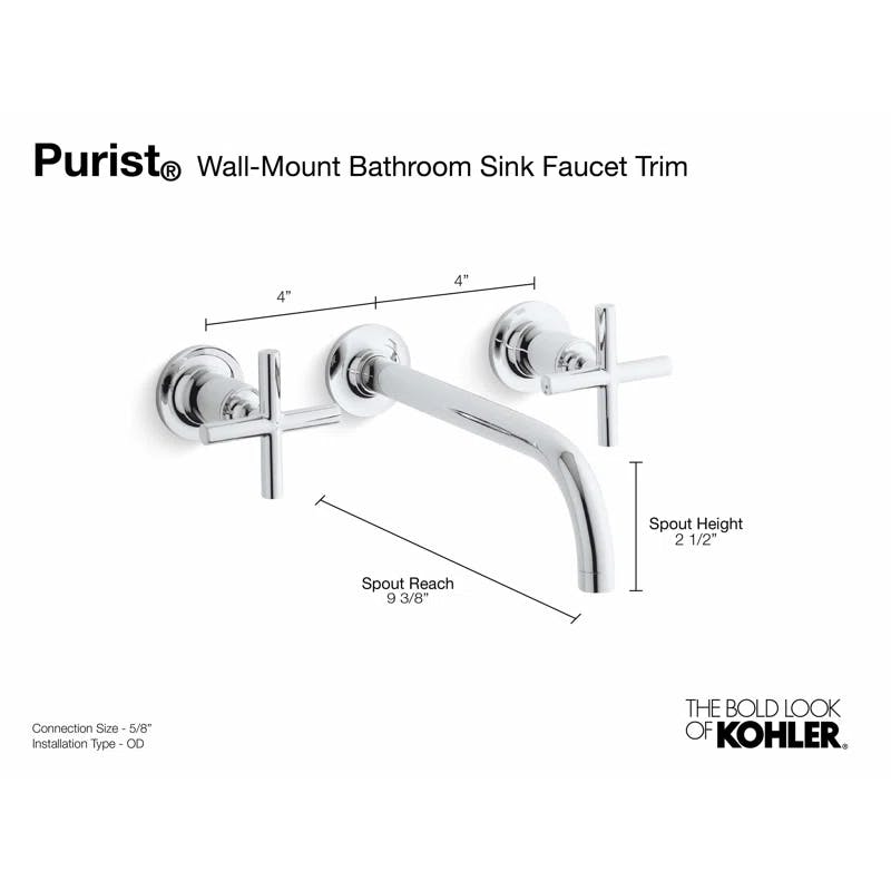 Purist Polished Chrome Double Handle Wall-Mounted Bathroom Faucet