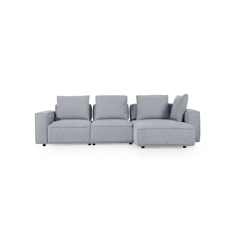 Light Gray Luxe Leather 3-Piece Power Reclining Sectional with Pillow Back