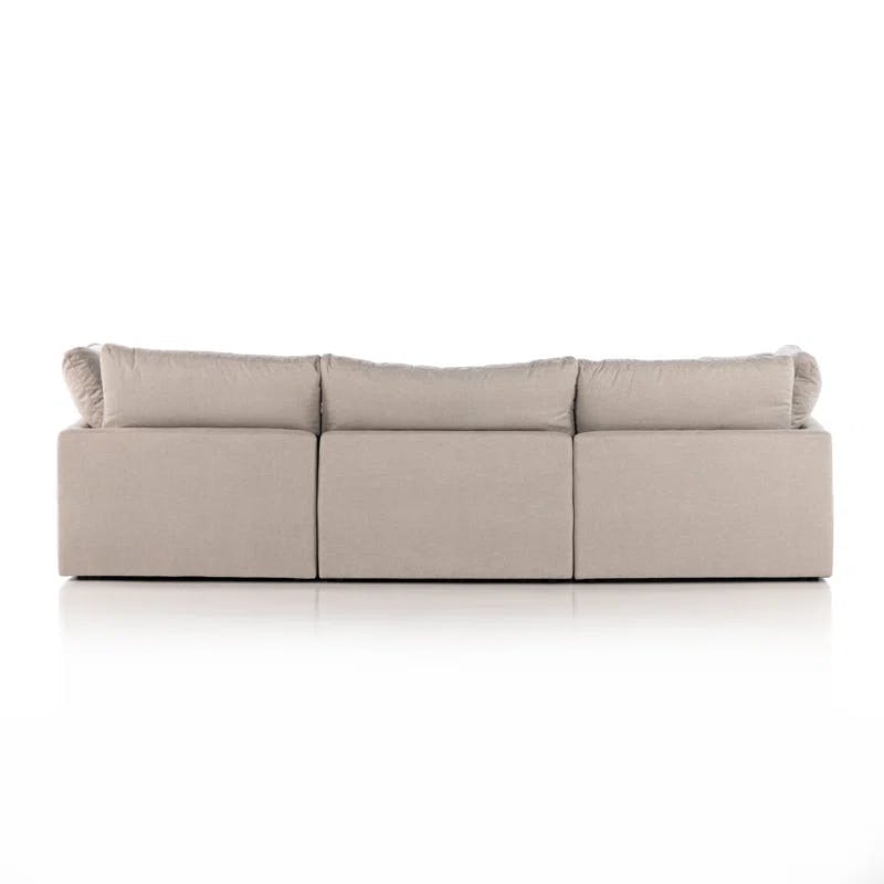 Destin Flannel Luxe 4-Piece Sectional Sofa with Ottoman