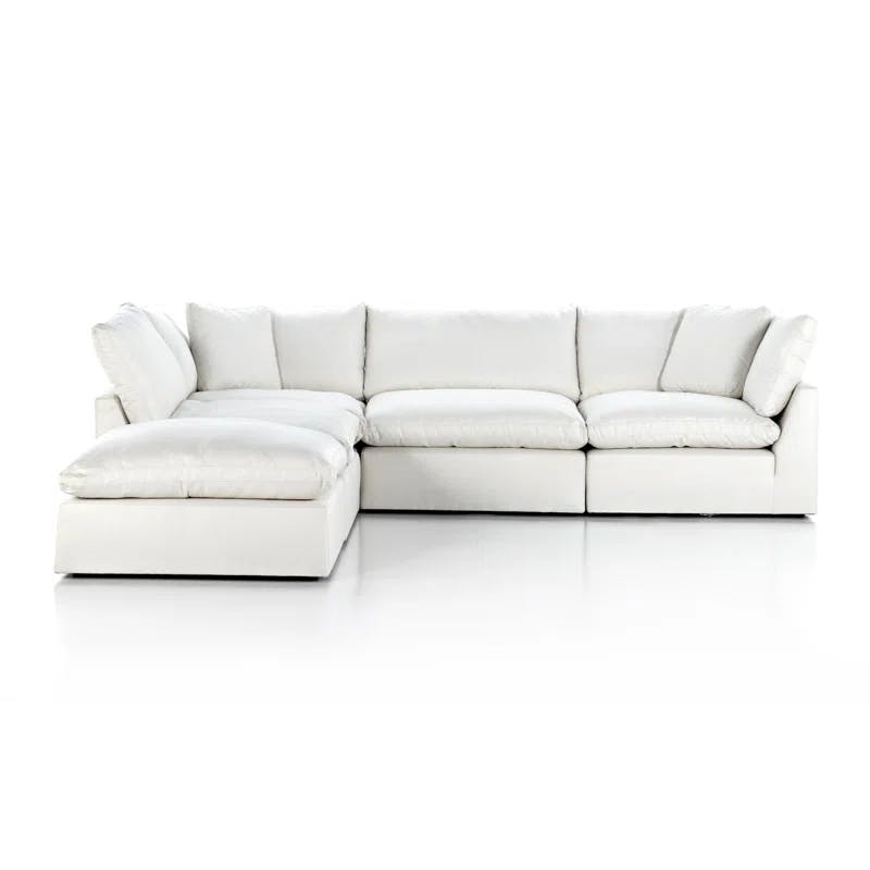 Anders Ivory 4-Piece Track Arm Sectional with Ottoman
