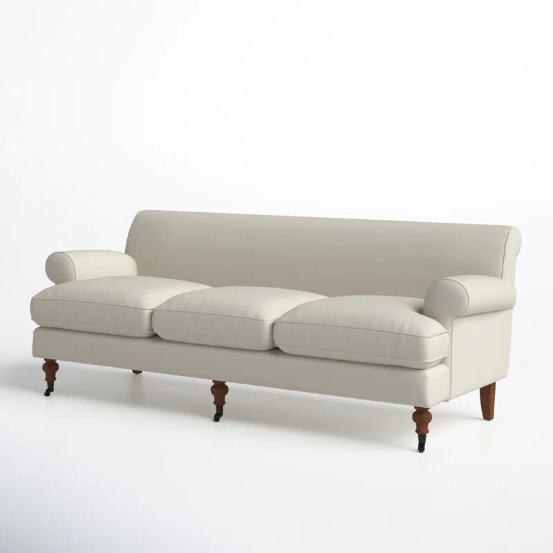 Alana Light Beige Linen Upholstered Lawson Sofa with Removable Cushions