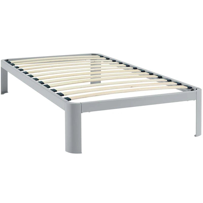 Corinne Twin-Size Sleek Metal Bed Frame with Slatted Support