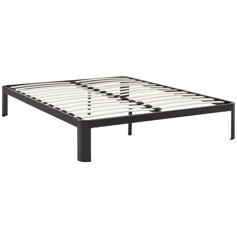 Corinne Modern Queen Metal Bed Frame with Wood Slats