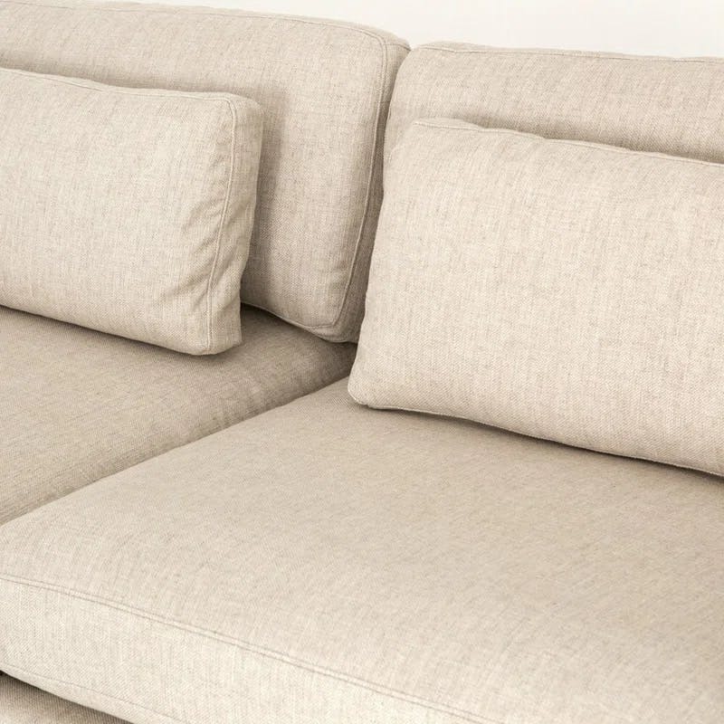 Essence Natural 131" Beige 4-Piece Sectional Sofa with Ottoman