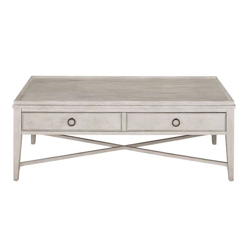 Transitional Dover White Rectangular Coffee Table with Storage