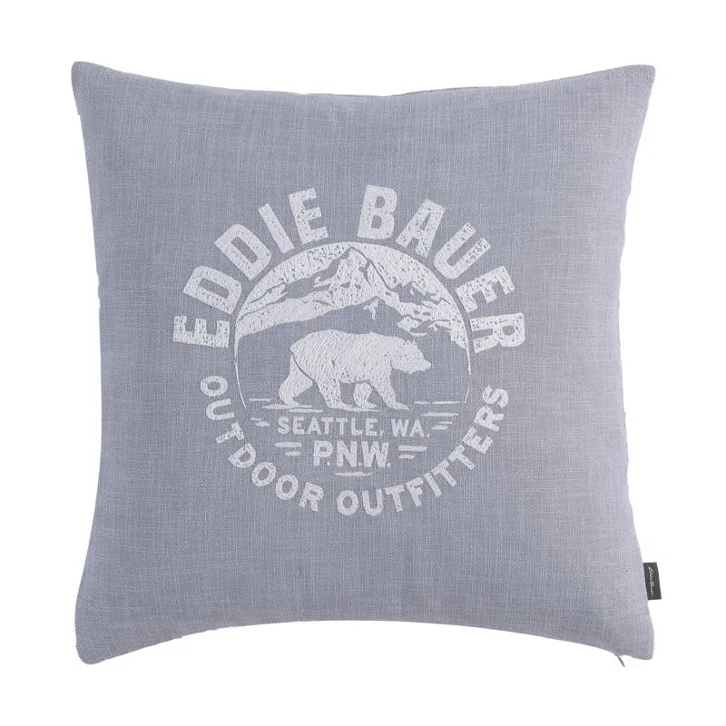 Rustic Grey Bear Motif 20"x20" Polyester Throw Pillow Cover