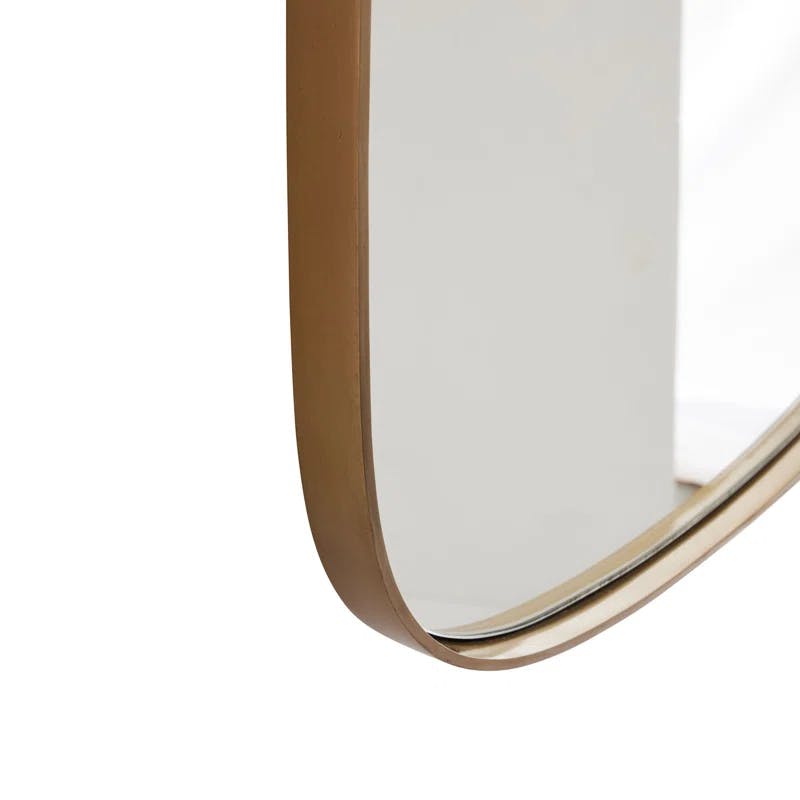 Elegant Rectangular Gold Leather-Strap Bathroom Mirror