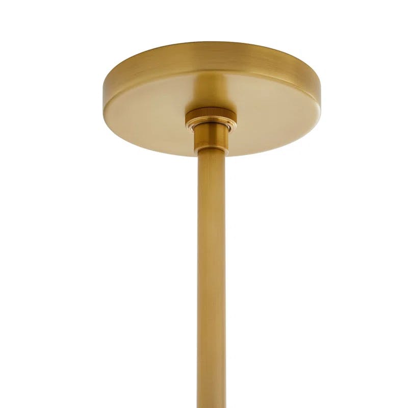 Bauhaus Inspired Antique Brass Globe Pendant with Rattan Trim