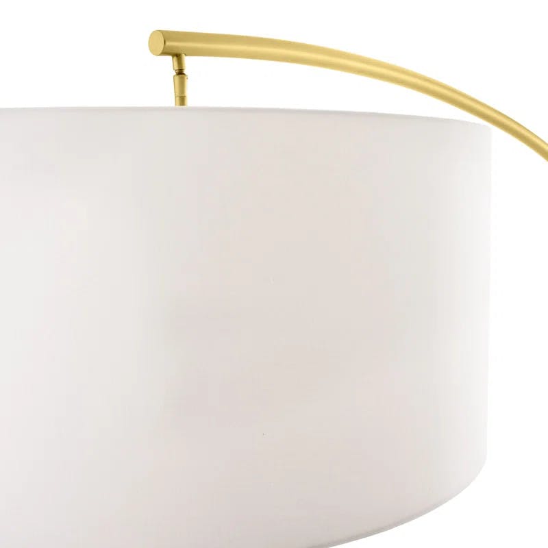 Elegant Naples Antique Brass Arc Floor Lamp with Pivoting Linen Shade