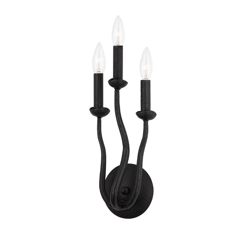 Reign Black Iron 3-Light Dimmable Wall Sconce