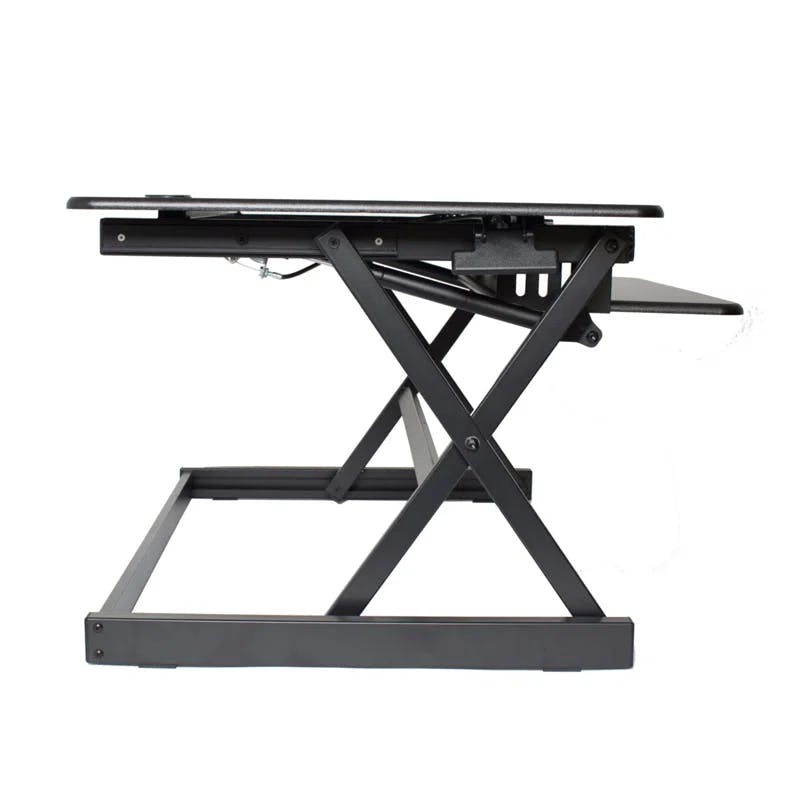 Deluxe 40" Black Metal Wide Standing Desk Converter with Retractable Keyboard Tray