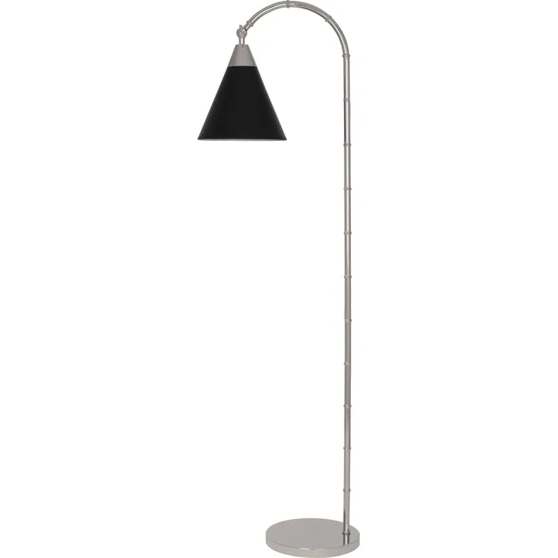 Polished Nickel 63" Arched Floor Lamp with Edison 3-Way Switch